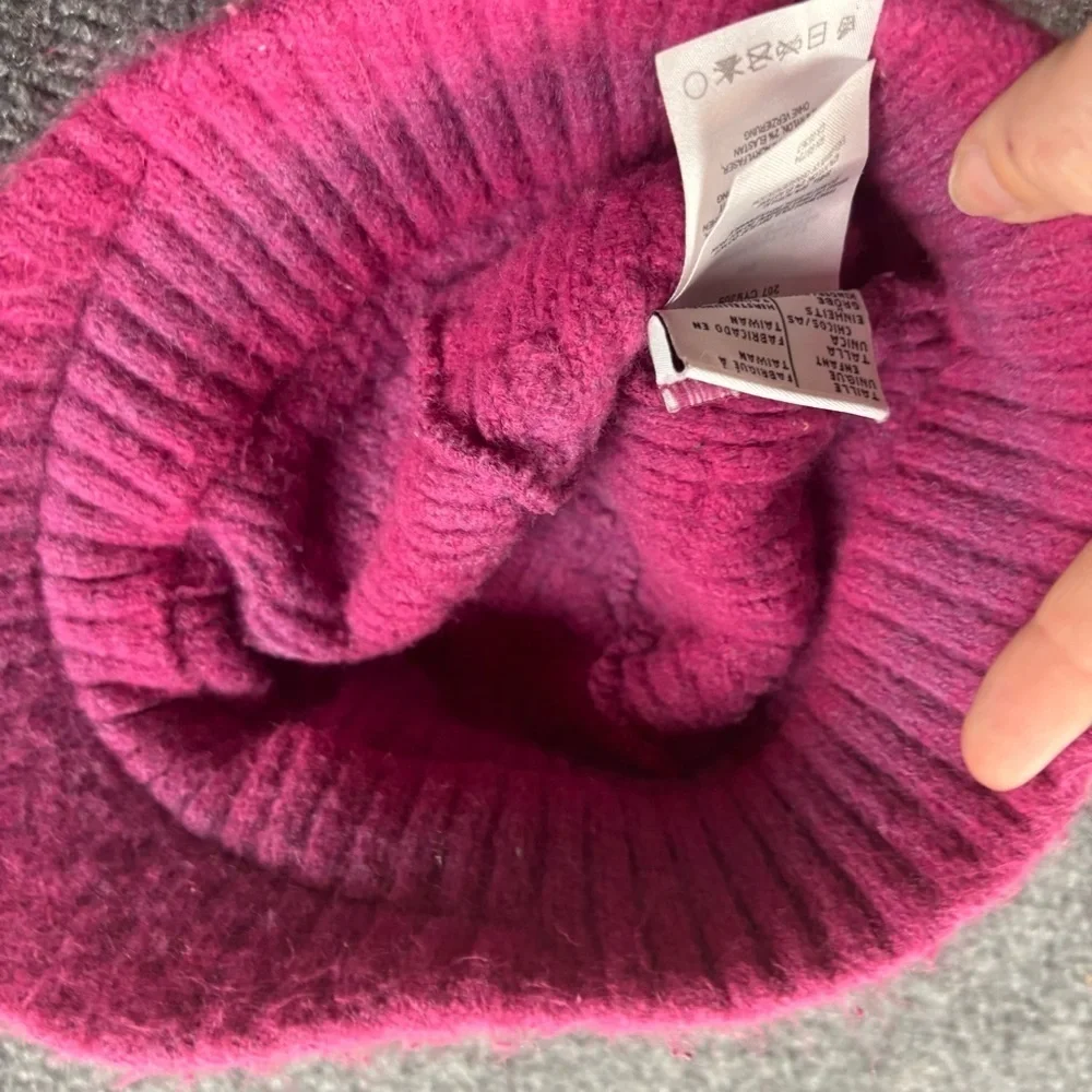 COLUMBIA Girls Pink Knit Brimmed Beanie Winter Hat One Size Fits Most